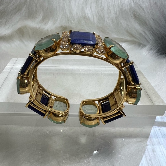 Gold and Blue Gemstone Women's Bracelet - Picture 1 of 8